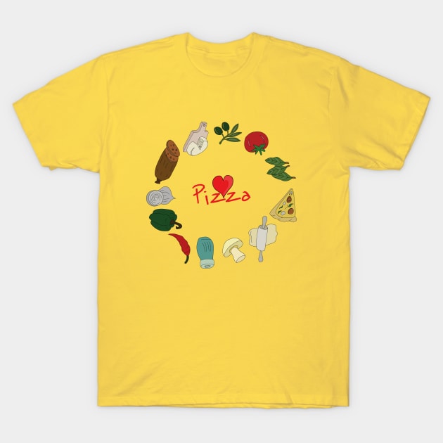 Pizza Ingredients T-Shirt by DiegoCarvalho